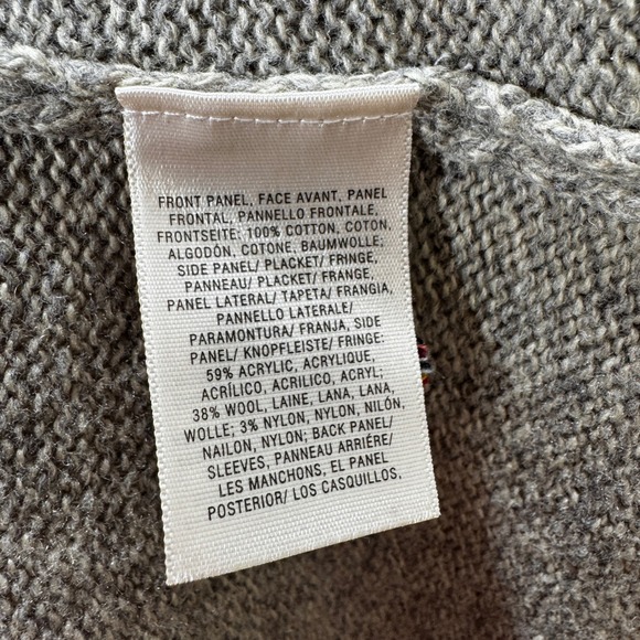 Anthropologie Sleeping On Snow Folklore Embroidered Fringe Cardigan Gray - Picture 11 of 12